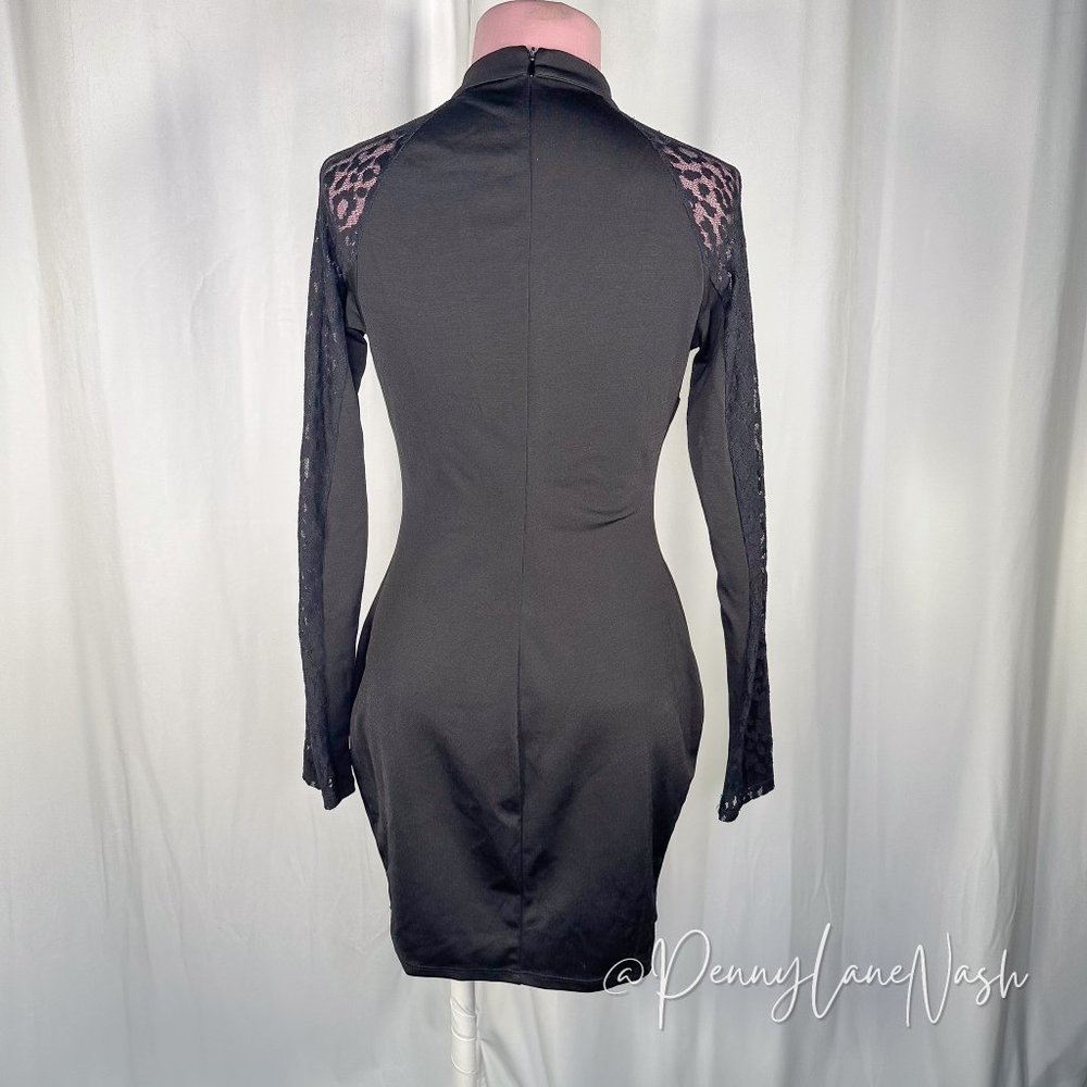 Forever 21 Mock Neck Long Sleeves Bodycon Dress Black - Picture 5 of 10